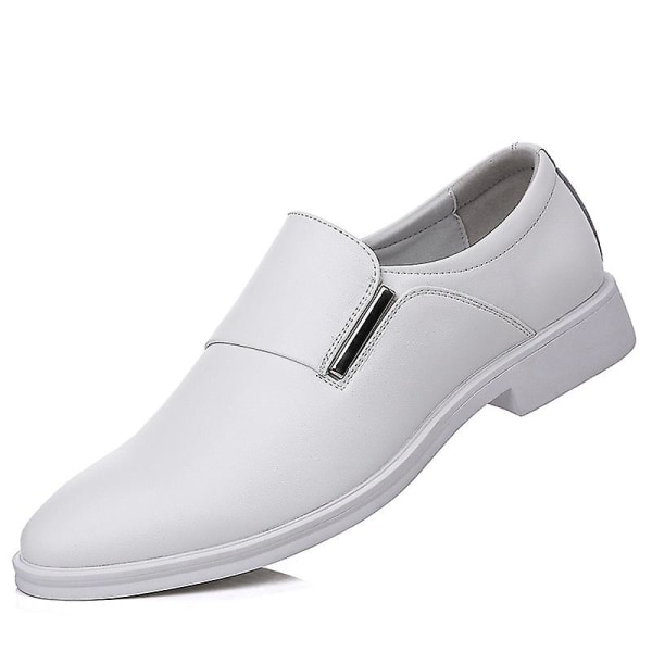 White Leather Shoes Men's Leather Spring Breathable 2022 New Formal Business Derby Shoes Man Casual English Shoes For Men black inside 6cm 38