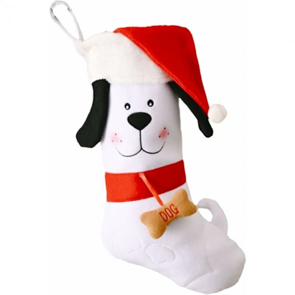 (Vit) Hund Julstrumpa Julstrumpor Julbox Häng