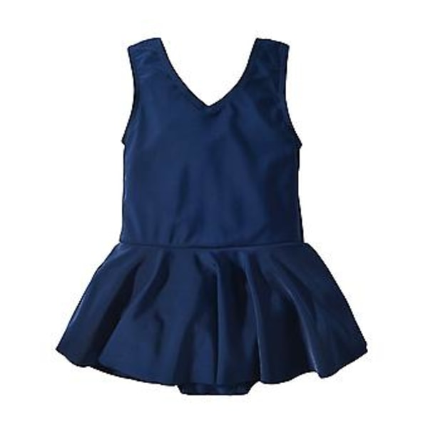 Swimsuit  children's  european girl solid color small skirt  girl bow one piece swimwear 140cm Sapphire bluebow one-piece