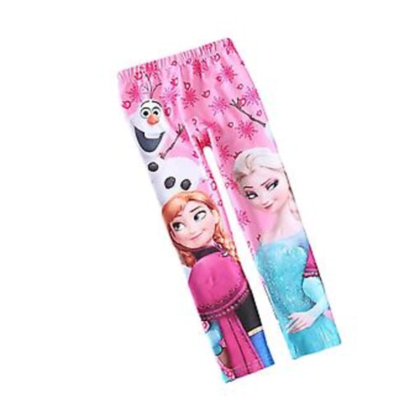 Jentebarnebukser med Frozen-trykk, slim fit, myke lange bukser, casual bukser (3-4 år, rosa)