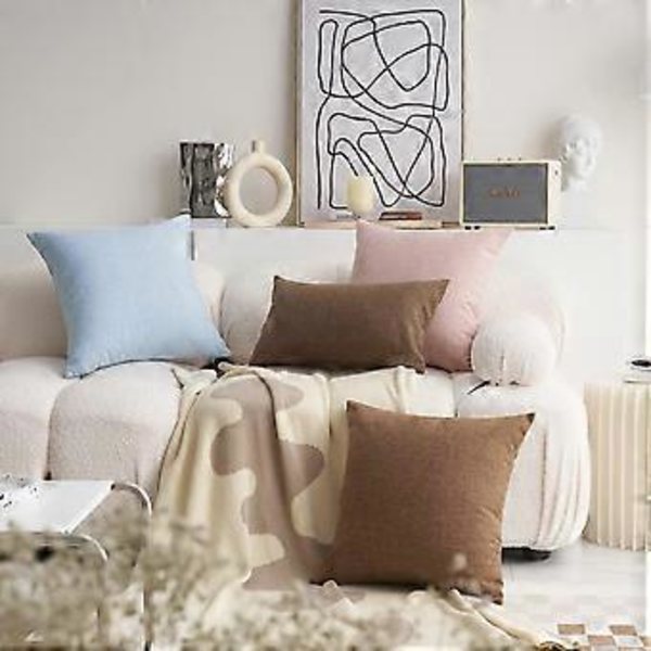12x20 Kuddfodral Ländryggkudde Set om 2 Dekorativa Linne Rektangulära Kuddar för Soffa Flickrum Vår, 12x20 tum, Blå