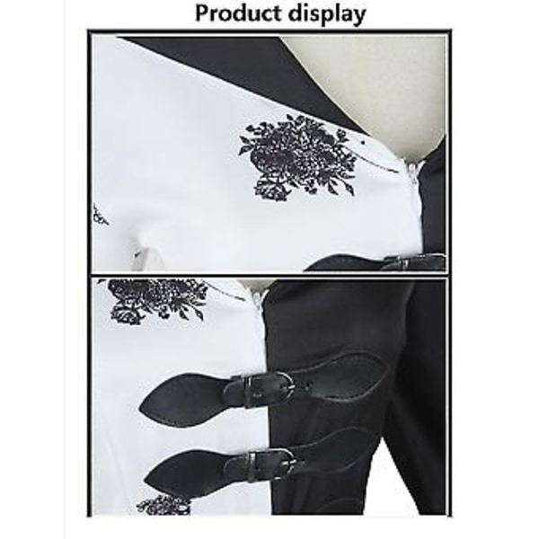 Film 101 Dalmatiner Svart och Vit Häxa Kuira Deville Klänning Handskar Sjal Halloween Cosplay Kostym Set för Kvinnor (Barn 150cm)