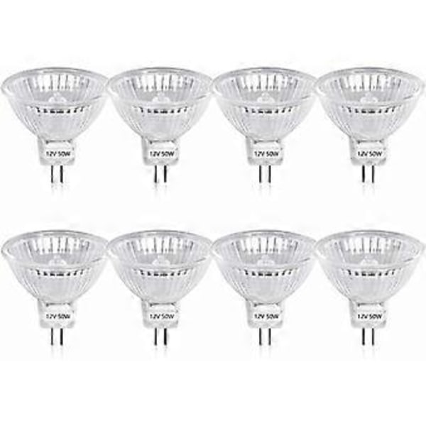 50W Gu5.3 Mr16 Himmennettävä Halogeenilamppu, DC 12V Pienjännite 2-nastainen Pohja Kohdevalaisin Heijastinlamput, 800 Lumenia, Lämmin Valkoinen 2800k?8 kpl?