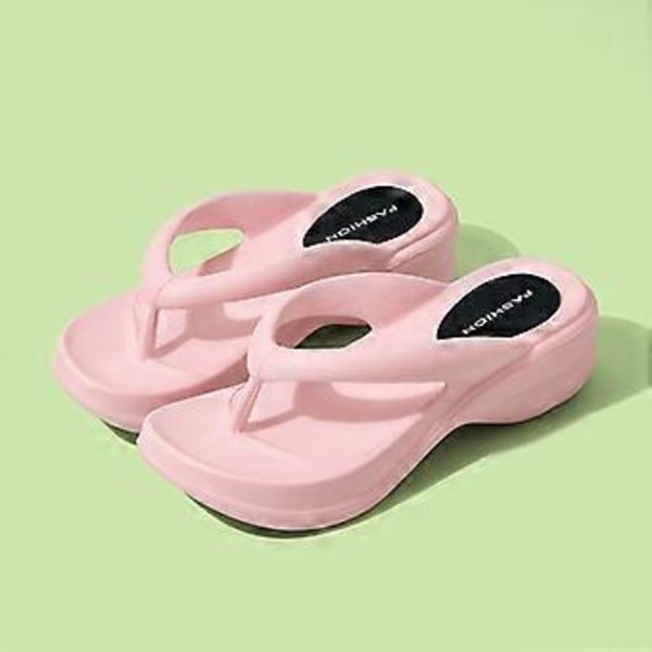 Strand Slippers Sommer Slippers 6cm Tykke Såler Flip Flops Sommer Slippers Til Kvinder Bløde Eva Strand Skridsikre Sandaler Multi-farve Valgfri(35 36 pink)