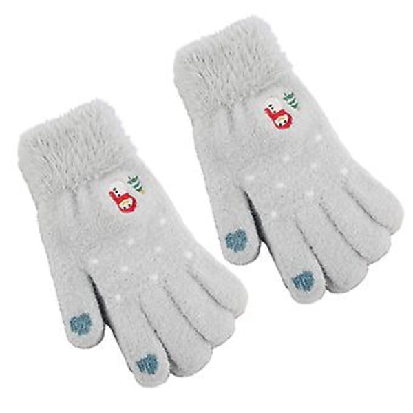 Plush Tjocka Varma Vantar Vinter Snögubbe Mönster Akrylfiber Vantar För Tonåringar