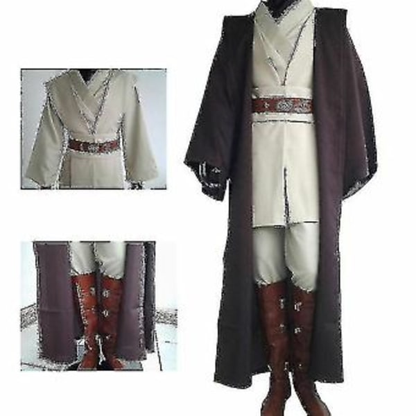 Tähtien sota Obi-Wan Kenobi Jedi-ritarin aikuisten naamiaisasu, viitta, puku, Halloween V1 (XL kahvi)