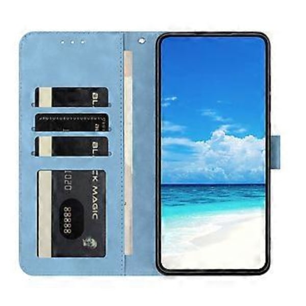 Til Motorola Edge 60 Fusion 5G Etui Sommerfugl Blomst Præget PU Læder Wallet Stand Telefon Cover (Lyseblå)