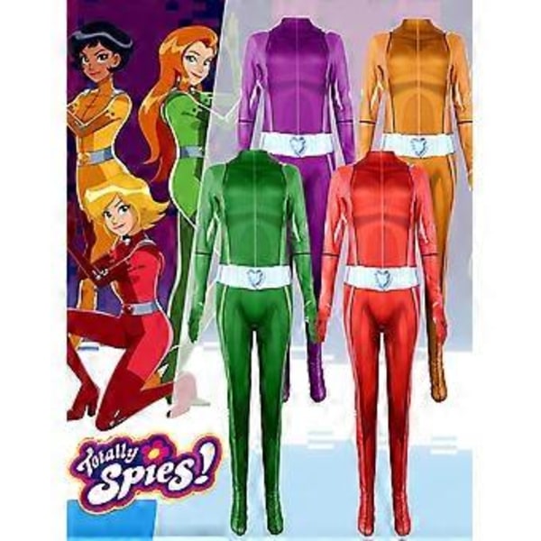 Totally Spies Ewing Kostume Jumpsuits Tights Zentai Suit(160 Rød)