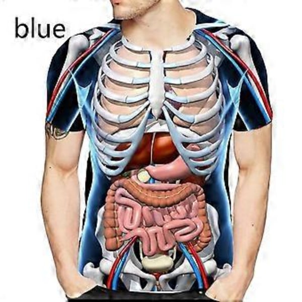 Pedagogisk Augmented Reality T-shirt för Anatomi 3D-tryckt Rundhalsad Kortärmad T-shirt Anime Rolig Halloween Herr T-shirt (XXXXXL blå)