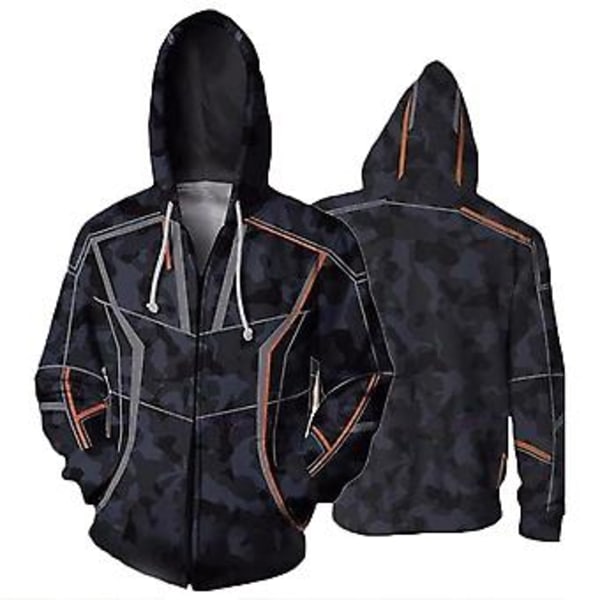 Avengers Tony Stark Iron Man Cosplay Hooded Jacket Men Camouflage Zip Up Hoodie Top(4XL )