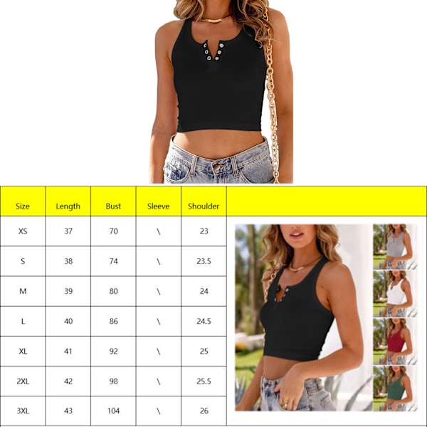 Naisten nappiliivit, hihattomat, ribbineulotut, slim fit Henley-paidat L valkoinen