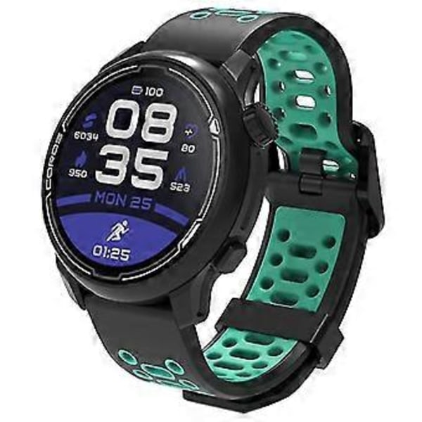 Kaksivärinen 20mm silikoni kellon ranneke Coros Pace 2/Garmin vivoactive 5/GarminActive 5/Venu Sq 2 (Musta Järvensininen)