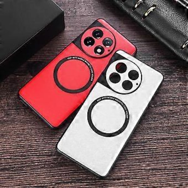 För OnePlus Ace 2 Pro 5G PU Läderbelagt TPU Skal Magnetiskt Mobilskal Kompatibelt med MagSafe (Stil C)