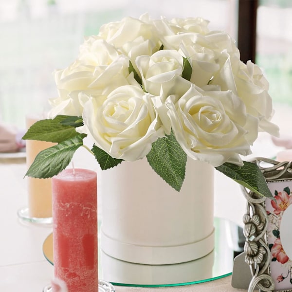 10 stk. Hvide Kunstige Blomster og Silke Juledekorationer Flow