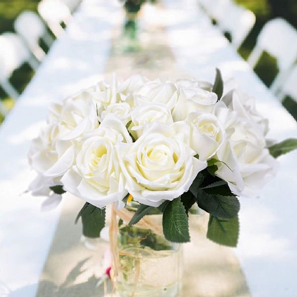 10 stk. Hvide Kunstige Blomster og Silke Juledekorationer Flow