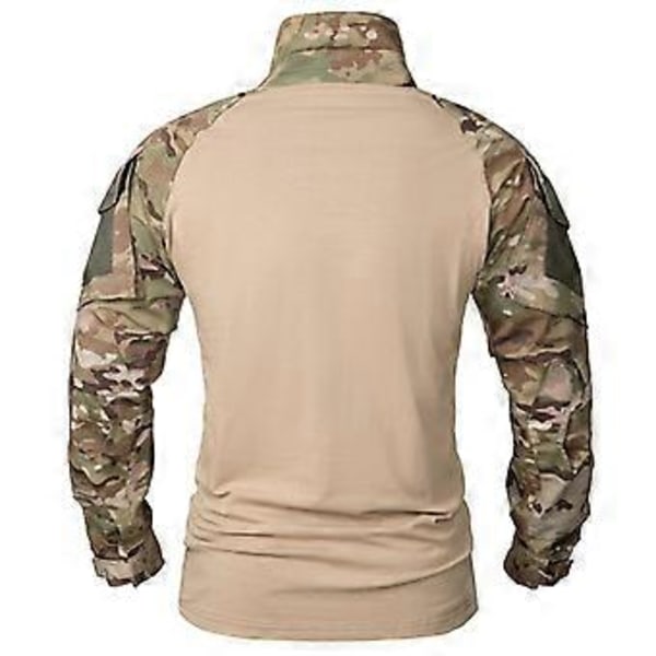 1/4 Dragkedja Kamouflage Långärmad Taktisk Skjorta Herr Utomhus Airsoft Paintball CP Militär Strids Skjorta S-5XL (XL svart)