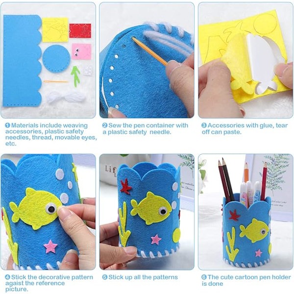 Sykit för barn, 8 delar Barntecknad DIY-kit Craft Pen Hol