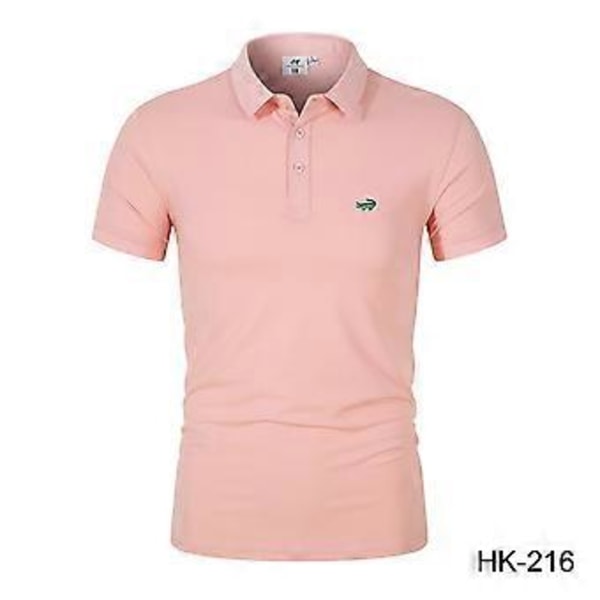 Vår/Sommar Herr Ny Fukttransporterande Snabbtorkande Enfärgad Pikétröja Broderad Piké med Pikékrage (3XL rosa)