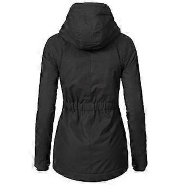 Vedenpitävä Lämmin Hupullinen Talvitakki Paksu Fleecevuorattu Puuvillatakki Naisille (XXXXL Punainen)