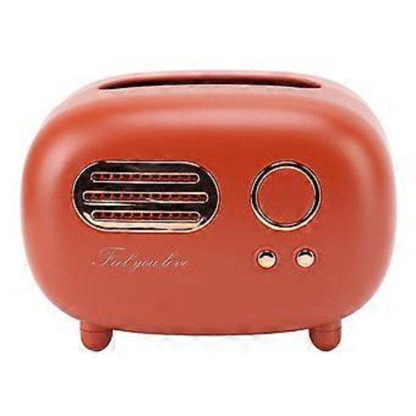 Retro Radio Formet Vevboks Vintage Radio Vevboks for Bad, Stue, Soverom, Nattbord, Skrivebord, Bord (Rød)