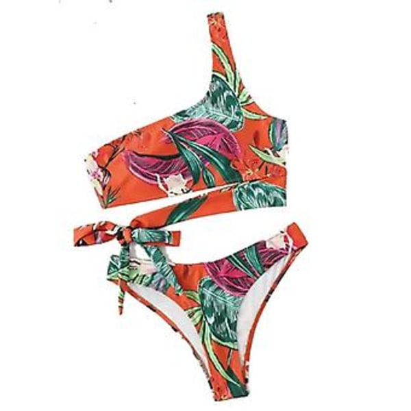 Flickors badkläder bikini split dam polyester tryckt sexig baddräkt M