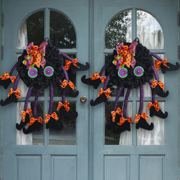 Halloween Multi Legged Spider Wreath Wall Front Door Decorative Indoor