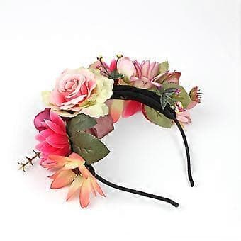 Boho Blomsterkrone Blomsterhodebånd Hårkrans Bryllupsbrud Hodeplagg (Rosa)