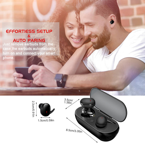 TWS Bluetooth 5.0 Ørepropper, Trådløse Bluetooth Ørepropper Mini In