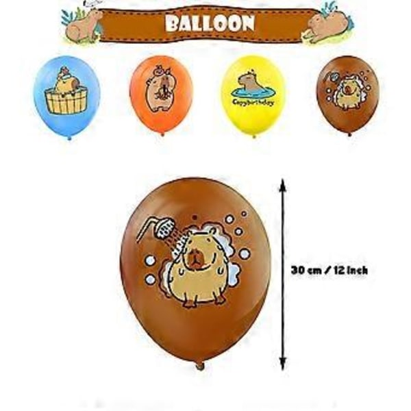 Capybara Barnas Tegneserie Bursdagsfest Dekor Forbruksvarer HAPPY BIRTHDAY Banner Ballonger Kake Toppers Sett ( )