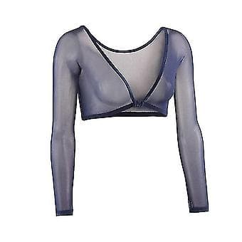 Kvinner Tynnere Slankere Armbekledning Wrap Crop Topper Base (L Navy)