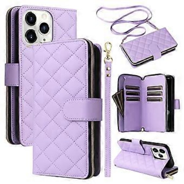 Til iPhone 11 Pro Etui Rhombus PU Læder Flip Telefon Cover Lynlås Pung (Style E)