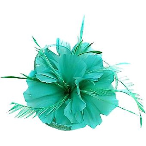 Fascinatorer för Kvinnor Bröllop Fascinator Hatt Blomma Nät Fjäder Hårband  QB-Himmelsblå