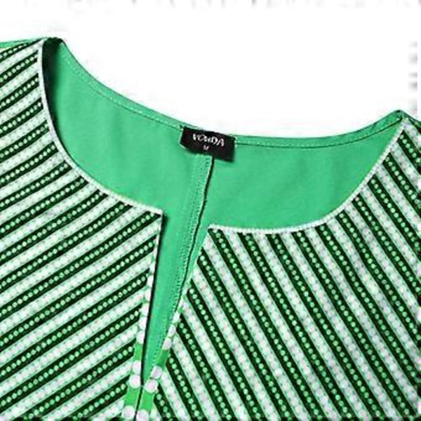 Damstorlek Stor Rund Hals Volangärm Tryckt A-linje Midja Lång Klänning (3XL vinröd)