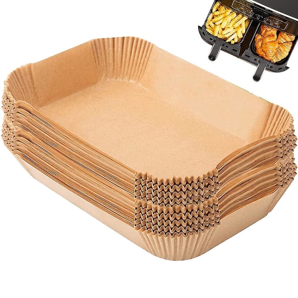 100pcs Air Fryer Liners Non Stick Paper Trays Parchment Steamer Mat For Ninja brown