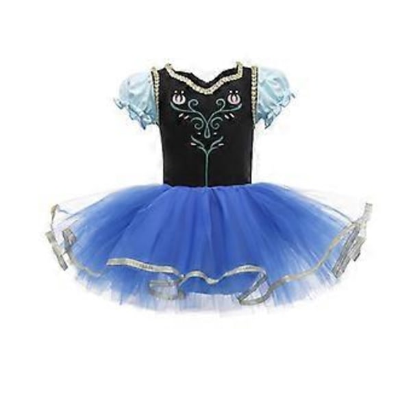 Prinsessekjole til piger, ny blomsterbroderi tyl Tutu Mesh Pufærme Prinsesse Ballet Dansekjole Øvelses Performance Tøj Gymnastikdragter (140cm)