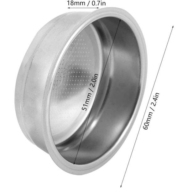 51mm rustfrit kaffefilter i rustfrit stål, enkelt lag
