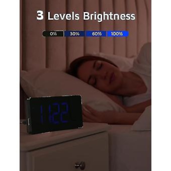 Projektionsvækkeur, Digitalt Ur Med 180° Drejelig Projektor, 3-trins Lysstyrke Dæmper, -jie Blå Digit Blå Projektion