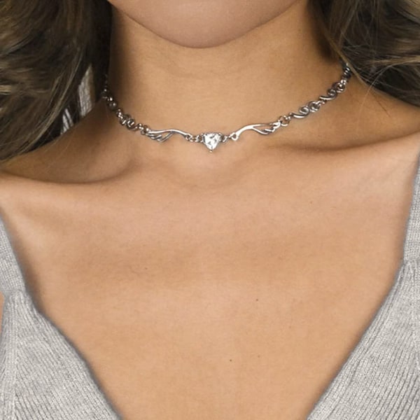 Enkeli sydän siipi choker kaulakoru hopea timantti kaulakorut timantti korut ketju naisille tytöille