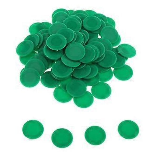 100 st 2,3 cm Bingo Spelmarker Casino Brädspel Marker Räkna Leksak Leksaker (Grön)