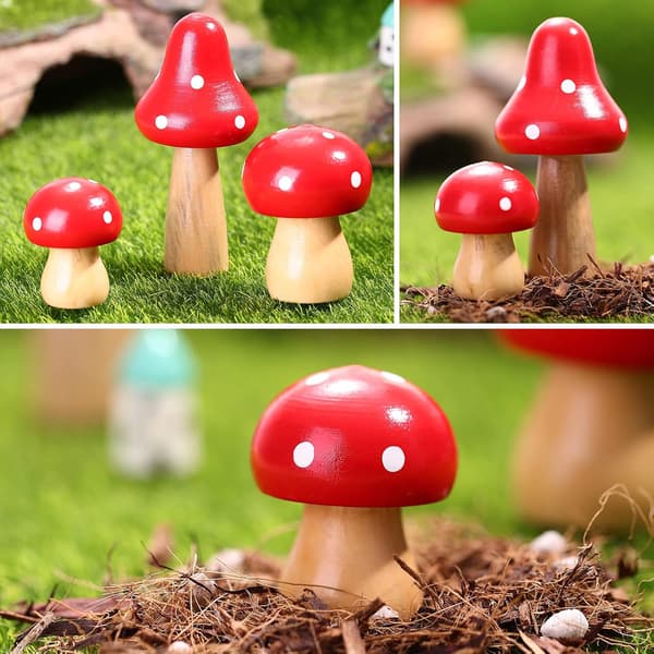 3 stk sopp miniatyrfigurer mini tre sopp fe hage