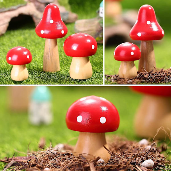 3 stk. Svampe Miniature Figurer Mini Træ Svampe Fe Have