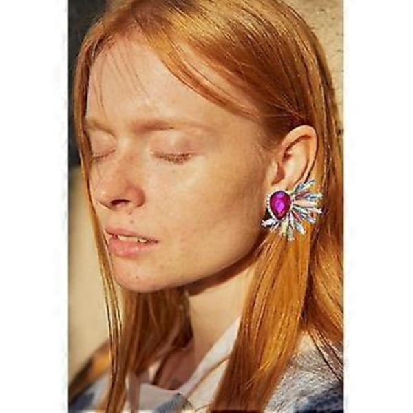 Rhinestone Statement Ørepynt for Kvinner og Jenter - Fargerike Krystallklynger, Droppende Ørepynt, Retro Englevinger, Stilig Smykkegave