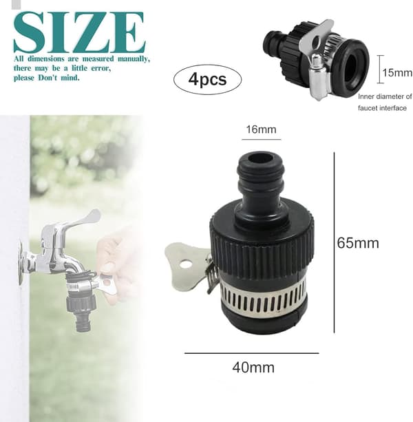 4-pak Universal Slange Adapter til 14-24mm Diameter Haner og G