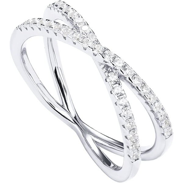 Guldbelagt X-ring med simulerede diamanter   Krydsring til kvinder