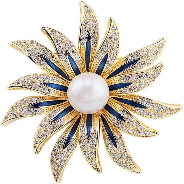 Broschnålar för kvinnor flickor mode blomma kristall strass pärla smycken