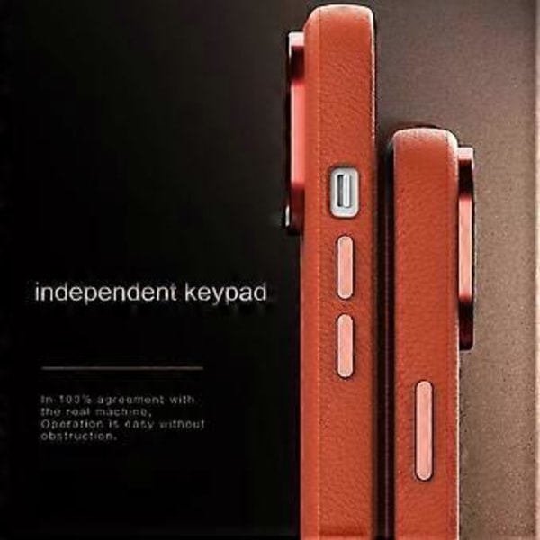 För iPhone 15 Plus Skal PC+PU Läder Anti-Fall Telefonskydd Kompatibelt med MagSafe (Stil C)
