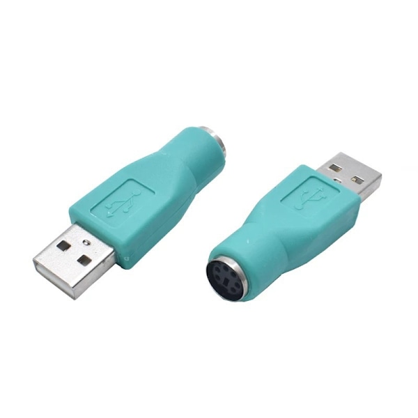 2 stk USB hann til ps2 hunn adapter, konverterkontakt, grønn