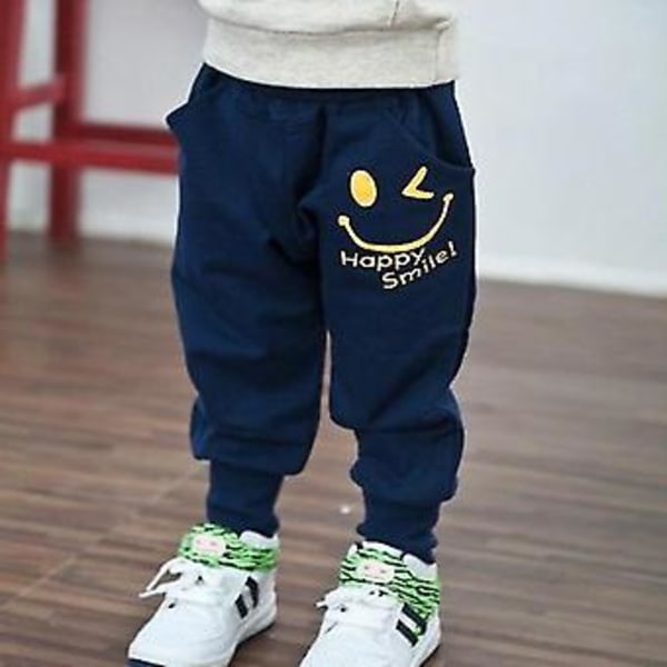 Barn Pojkar Casual Långa Byxor Tryckt Sweatpants Byxor (4-5 År Marinblå)