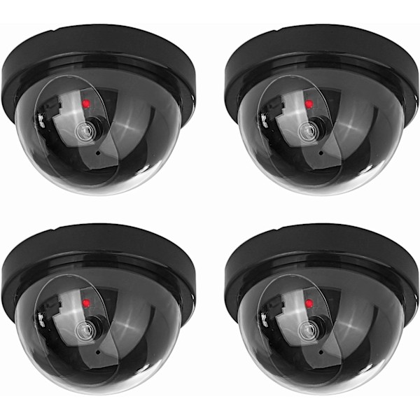4 stk. Dummy Sikkerhedskameraer med Blinkende LED Lys Sort