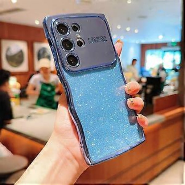Skal för Samsung Galaxy S25 Ultra Elektropläterad Lockig Ram TPU Glitter Telefonskal Stort Fönster (Stil A)